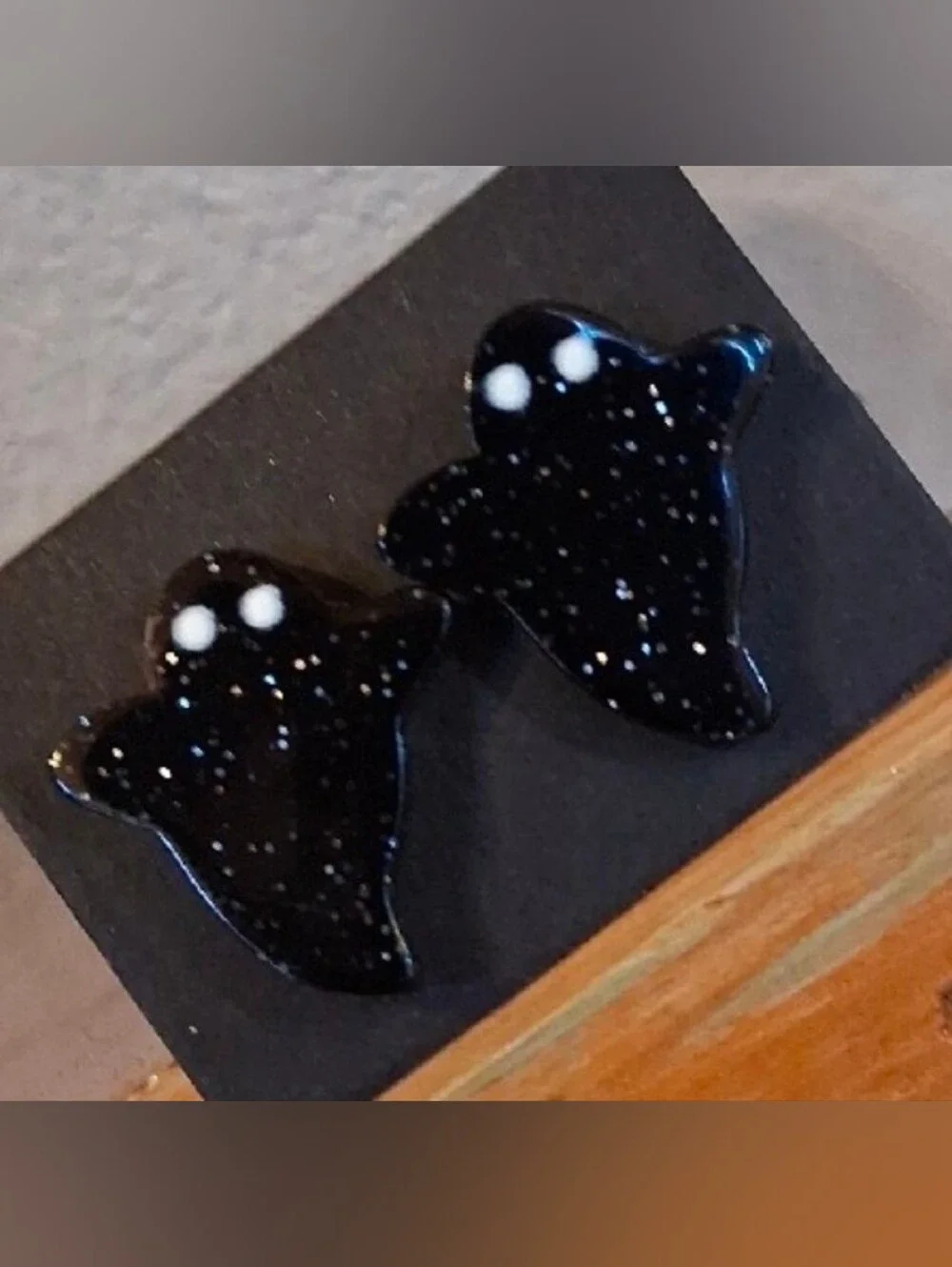 $8 Each Or Bundle 5/$20 Black Glitter Ghost Stud Earrings